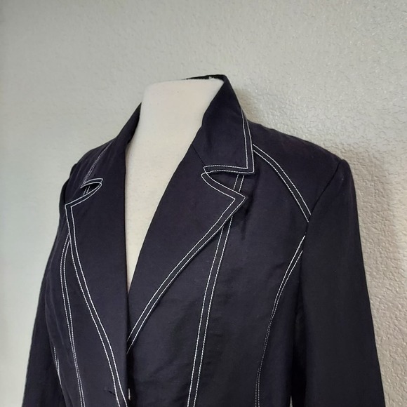 Silkland Black Linen Blend Blazer Jacket Size 12 - Picture 5 of 12
